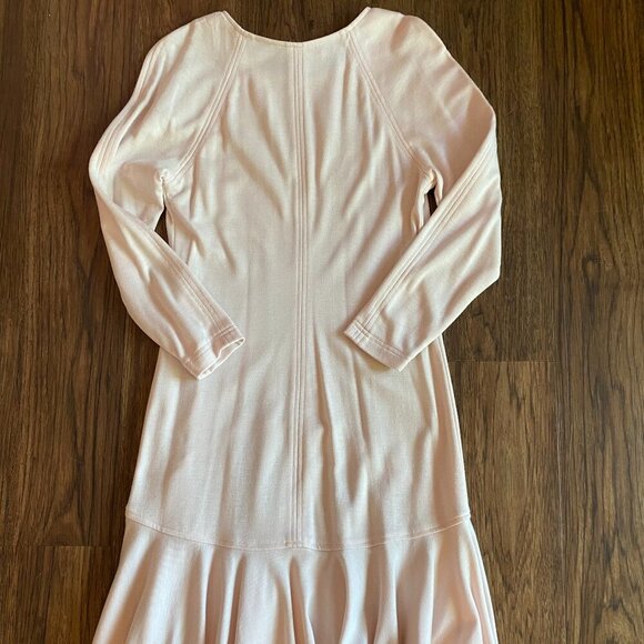 Vintage Ms Chaus ballerina pink drop waist dress Womens 8 ruffle 80s long sleeve - Picture 5 of 8